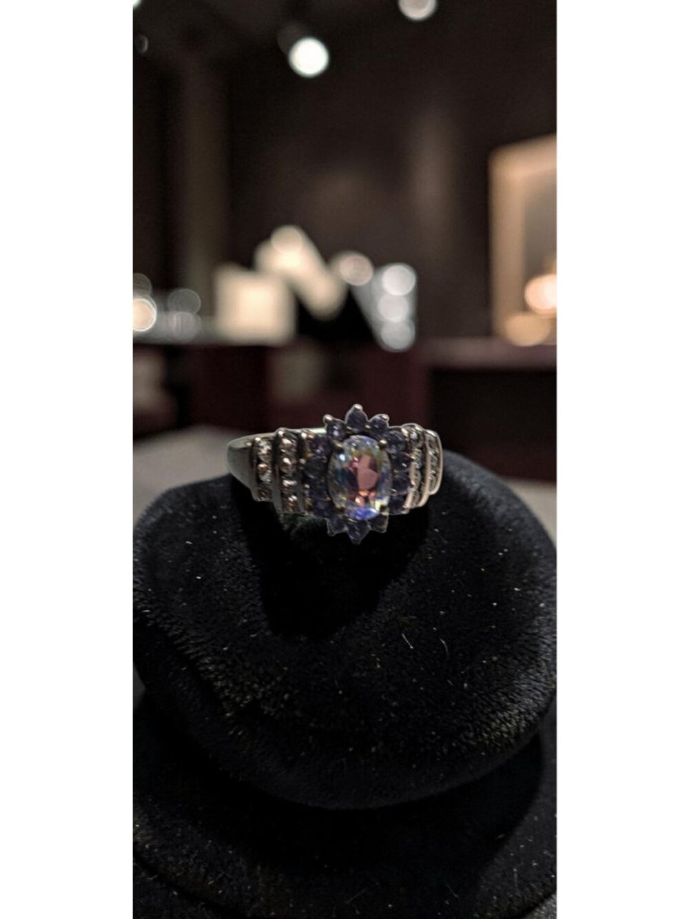 STS 925 Sterling Silver Natural Australian Boulder Opal Tanzanite Ring Size 8 - Picture 10 of 16